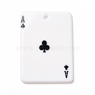 Printed Acrylic Pendants, Rectangle with Playing Cards Pattern, Ace of Clubs, Black, 36x25.5x2mm, Hole: 1.8mm(OACR-D008-07D)