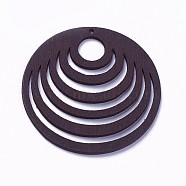 Wood Pendants, Dyed, Flat Round, Coconut Brown, 49.5x1.5mm, Hole: 1.6mm(X-WOOD-P014-I03)