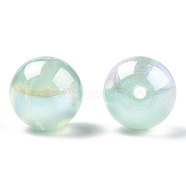 ABS Plastic Imitation Pearl Beads, AB Color Plated, Round, Aquamarine, 12mm, Hole: 1.8mm(PACR-N013-01B-02)
