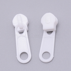 Plastic Zipper Slider, Garment Accessories, Oval, White, 3.6x1.1x1.1cm(KY-WH0024-48N)