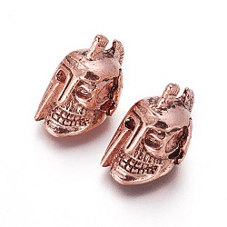 Tibetan Style Alloy Beads, Mask, Antique Rose Gold, 18x10x11mm, Hole: 1.5mm(PALLOY-F224-15ARG)