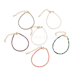 Faceted Electroplate Glass Beaded Bracelets, with Golden Plated Brass Spring Ring Clasps, Rondelle, Mixed Color, 7-1/2 inch(19cm)(BJEW-JB05693)