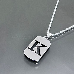 Stainless Steel Box Chain Necklaces, Rectangle with Letter K Pendant Necklaces(YT2090-11)