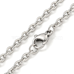 Non-Tarnish 201 Stainless Steel Cable Chain Necklaces for Women and Men, Stainless Steel Color, 23.62 inch(60cm)(NJEW-F322-10P)