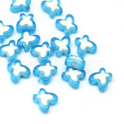 Transparent Butterfly Acrylic Beads, Bead in Bead, Deep Sky Blue, 10x10x4mm, Hole: 2mm, about 1730pcs/500g(TACR-Q007-01H)