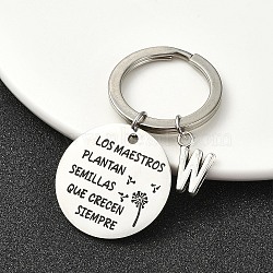 Alloy Keychain, with 304 Stainless Steel Findings, Letter W, 6cm(KEYC-YW00098-23)