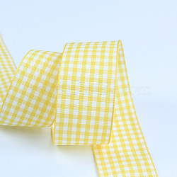 Polyester Ribbon, Tartan Ribbon, for Gift Wrapping, Floral Bows Crafts Decoration, Yellow, 1-1/2 inch(38mm), 50yards/roll(45.72m/roll(OCOR-TAC0008-27B-03)