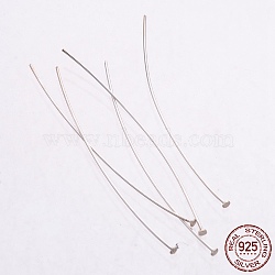 Sterling Silver Flat Head Pins, Silver, 44~45x0.3mm, Head: 1.5mm(X-STER-K017-45mm-S)