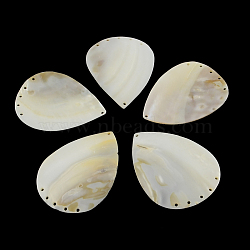 Teardrop Freshwater Shell Chandelier Components, Seashell Color, 76~82x57~61x2~4mm, Hole: 2mm(SHEL-F001-25)