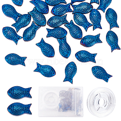 DIY Fish Beaded Bracelet Making Kit, Including Frosted Electroplate Glass Beads, Elastic Thread, Blue, Beads: 15x8x5mm, Hole: 1mm, 50Pcs/box(EGLA-SC0001-09A)
