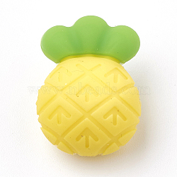 Food Grade Eco-Friendly Silicone Beads, Chewing Beads For Teethers, DIY Nursing Necklaces Making, Pineapple, Yellow, 21.5x15x12mm, Hole: 2mm(X-SIL-N001-06B)