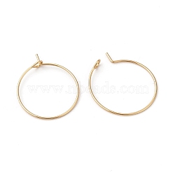 316L Surgical Stainless Steel Hoop Earring Findings, Wine Glass Charms Findings, Real 18K Gold Plated, 40x0.8mm, 20 Gauge(STAS-G229-07G-05B)