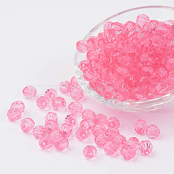 Transparent Acrylic Beads, Faceted Round, Pink, 10mm, Hole: 1mm(X-DB10MM-37)