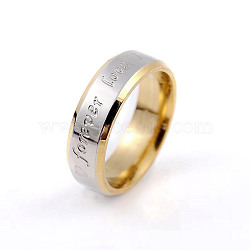 Word Forever Love Titanium Steel Couple Rings, for Valentine's Day, Golden & Stainless Steel Color, US Size 10(19.8mm)(PW23030164628)