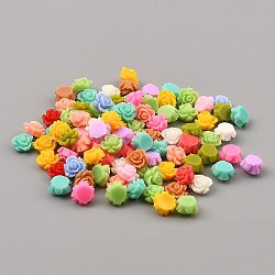 Opaque Resin Cabochons, Flower, Mixed Color, 6x3.5mm, about 100pcs/bag(RESI-CJC0012-26B)