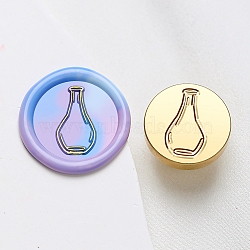 Wax Seal Brass Stamp Head, Bottle Pattern, for Wax Seal Stamp, Golden, 25x14.5mm, Hole: 7mm(AJEW-G056-01K)