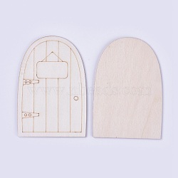 Wooden Fairy Door Decoration, Antique White, 9.9x6.75x0.2~0.3cm(WOOD-WH0017-02C)