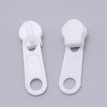 Plastic Zipper Slider, Garment Accessories, Oval, White, 3.6x1.1x1.1cm