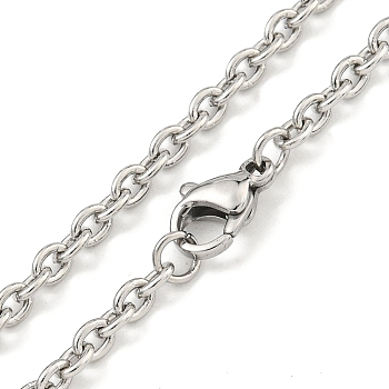 Non-Tarnish 201 Stainless Steel Cable Chain Necklaces for Women and Men, Stainless Steel Color, 23.62 inch(60cm)