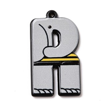 Circus Theme Printed Acrylic Pendants, Joker, Letter A~Z, Letter.R, 32.5~36x9~30.5x2~2.5mm, Hole: 0.7~1.6mm