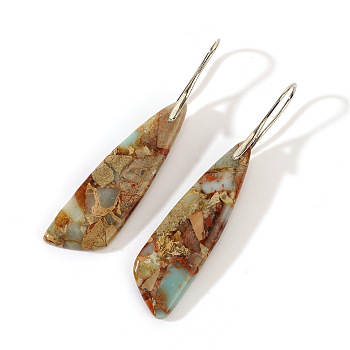 Bohemian Natural Shoushan Stone Pendant Dangle Earrings, Vintage Jewelry Accessories, 62x15mm