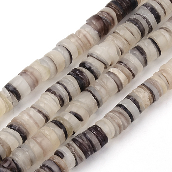 Black Lip Shell Beads Strands, Natural Color, Disc, 4~5x0.5~5mm, Hole: 1mm, about 185pcs/strand, 23.62 inch