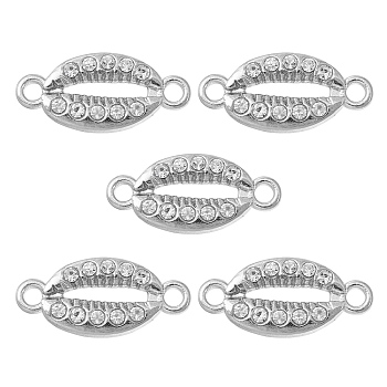 Alloy Connector Charms with Crystal Rhinestone, Oval Links, Nickel, Platinum, 8x18.5x2.5mm, Hole: 1.8mm