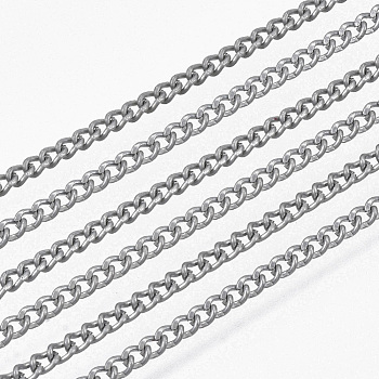 Iron Twisted Chains, Nickel Free, with Spool, Unwelded, Unplated, 3x2.2x0.6mm, about 328.08 Feet(100m)/roll