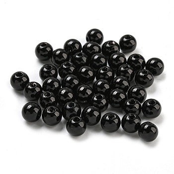 ABS Plastic Imitation Pearl Round Beads, Black, 6mm, Hole: 1mm, about 4700pcs/500g