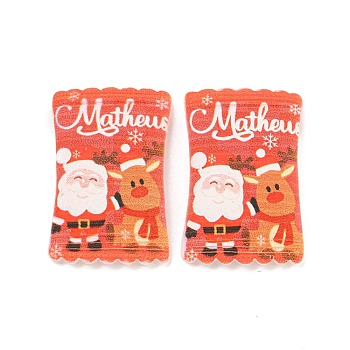 Christmas Theme Opaque Resin Decoden Cabochons, Snack Candy Bags, Deer, 26.5x18x5mm