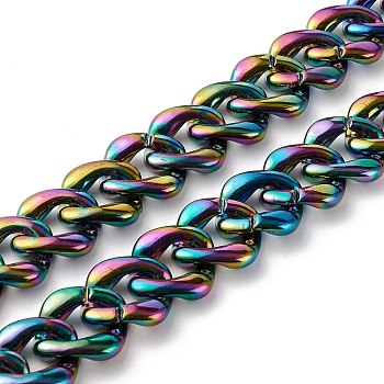 Handmade AB Color Plated Acrylic Twisted Chains, Curb Chains, Square, Colorful, about 3.28 feet(1m)/strand