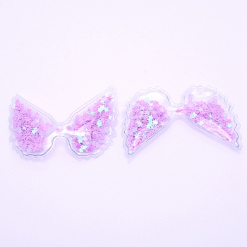 PVC with Resin Accessories, DIY for Bobby pin Accessories, Glitter Powder, Angel Wings, Medium Orchid, 46x70x4mm