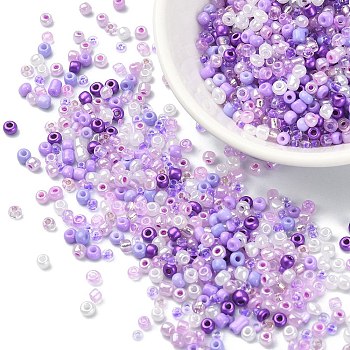 Opaque & Transparent Inside Colours Glass Seed Beads, Round Hole, Round, Medium Purple, 3x1.5~2.5mm, Hole: 0.8mm