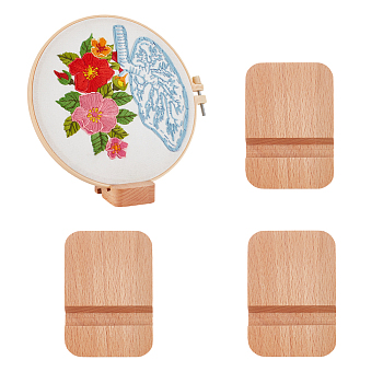 4Pcs Wood Embroidery Hoop Easels, Embroidery Circle Display Stands, BurlyWood, Rectangle, 7x5x2cm