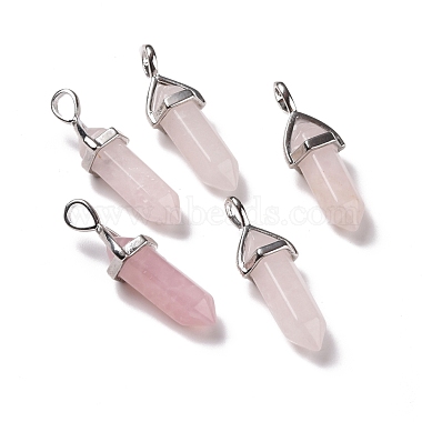 Platinum Bullet Rose Quartz Pendants