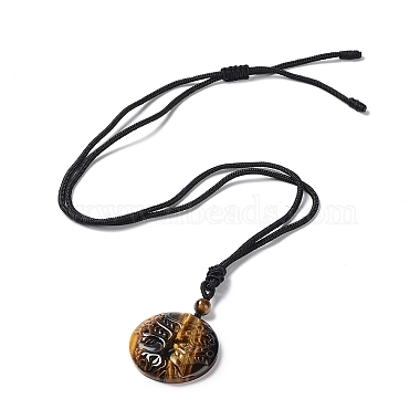 Natural & Synthetic Mixed Stone Tree of Life Pendant Necklace with Nylon Rope(NJEW-H009-03)-5