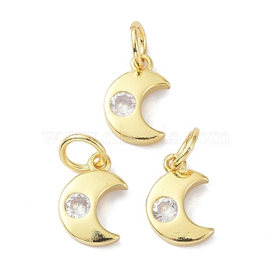 Brass Cubic Zirconia Charms(ZIRC-C022-20G)-2