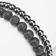 2Pcs 2 Style Natural Lava Rock & Synthetic Hematite Round Beaded Stretch Bracelets Set with Alloy Peace Sign(BJEW-JB08311)-7
