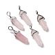 Natural Rose Quartz Pointed Pendants(X-G-K329-52P)-1