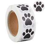 Paper Decorative Stickers, Self-adhesive Decals, Dog Paw Print, Black, 64x28mm(STIC-WH20010-07A)