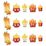 15Pcs 5 Colors Opaque Resin Pendants, Imitation Food, with Platinum Tone Iron Loops, French Fries, Mixed Color, 19~42.5x13~21x4~13.5mm, Hole: 2mm, 3pcs/style(RESI-YW0005-64)