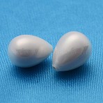 Shell Beads, Imitation Pearl Bead, Grade A, Half Drilled Hole, teardrop, White, 14x10mm, Hole: 1mm(BSHE-R148-10x14mm-03)