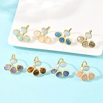 Natural & Synthetic Gemstone & Natural Aquamarine Cuff Rings, Oval & Teardrop, with Brass Findings, Long-Lasting Plated, Rack Plating, Real 18K Gold Plated, US Size 6 3/4(17.1mm)~US Size 7 1/4(17.5mm)(GG-G001-03G)