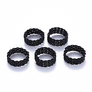 Electrophoresis Iron Twisted Hair Coil Dreadlock Beads, Dread Cuff Coil, Ring, 4 Loops, Black, 14x5mm, Hole: 11.5mm(IFIN-S696-111)