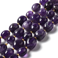 Natural Amethyst Beads Strands, Oval, 9.5~19.5x8~13.5x5.5~13mm, Hole: 0.9~1.2mm, about 24~27pcs/strand, 14.96~15.55''(38~39.5cm)(G-B028-B10)