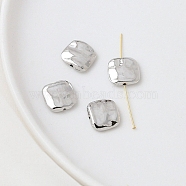 Brass Spacer Beads, Platinum, Square, 12x12mm, Hole: 2mm(PW-WG22851-06)