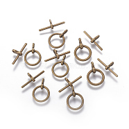 Alloy Toggle Clasps, Ring, Antique Bronze, Ring: 12x17x1mm, Hole: 1.5mm, Bar: 19x8x1mm, Hole: 1.5mm(PALLOY-G131-02AB)