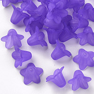 Purple Frosted Transparent Acrylic Flower Beads, 17.5x12mm, Hole: 1.5mm(X-PLF018-15)