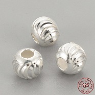 925 Sterling Silver Beads, Round, Silver, 4x3.5mm, Hole: 1.5mm(X-STER-S002-16-4mm)