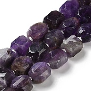 Natural Amethyst Beads Strands, Nuggets, Faceted, with Seed Beads, 14~17x11~14x9~13.5mm, Hole: 1mm, about 20~22pcs/strand, 15.16~15.75 inch(38.5~40cm)(G-C105-A01-01)